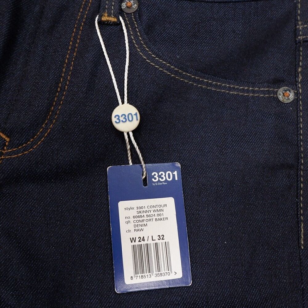 G Star Raw Contour Skinny Jeans Size 24 Womens 3301 Blue Denim Measures 24 x 31 - Picture 9 of 13